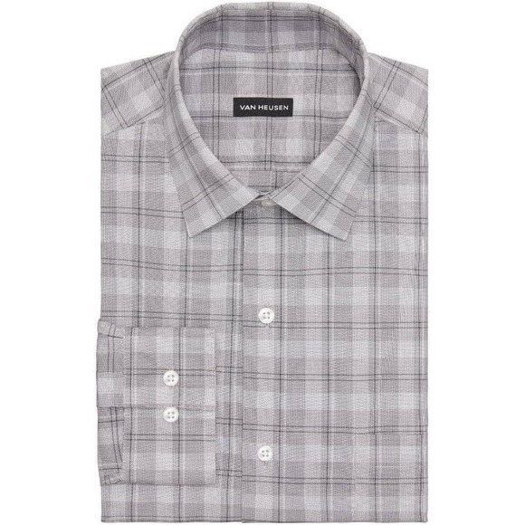 Van Heusen Men's Dress Regular Fit Ultra Wrinkle Free Mud Green‎ 14-14 1/2 - Picture 3 of 3